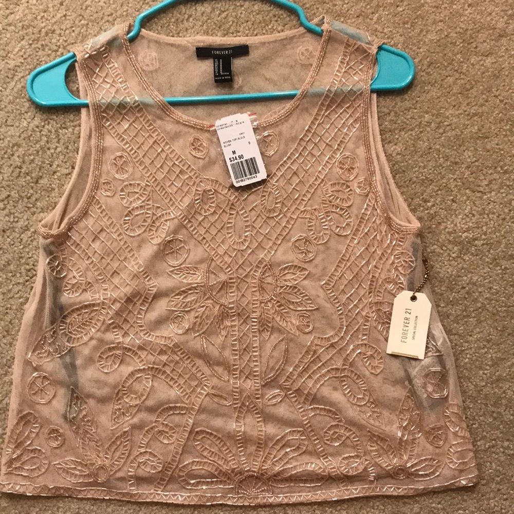 Blush sheer woven top Forever 21